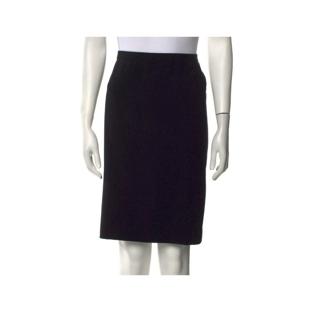 Giorgio Armani Black Pencil Skirt – Pleated Accents, Size M US 6 | IT 42